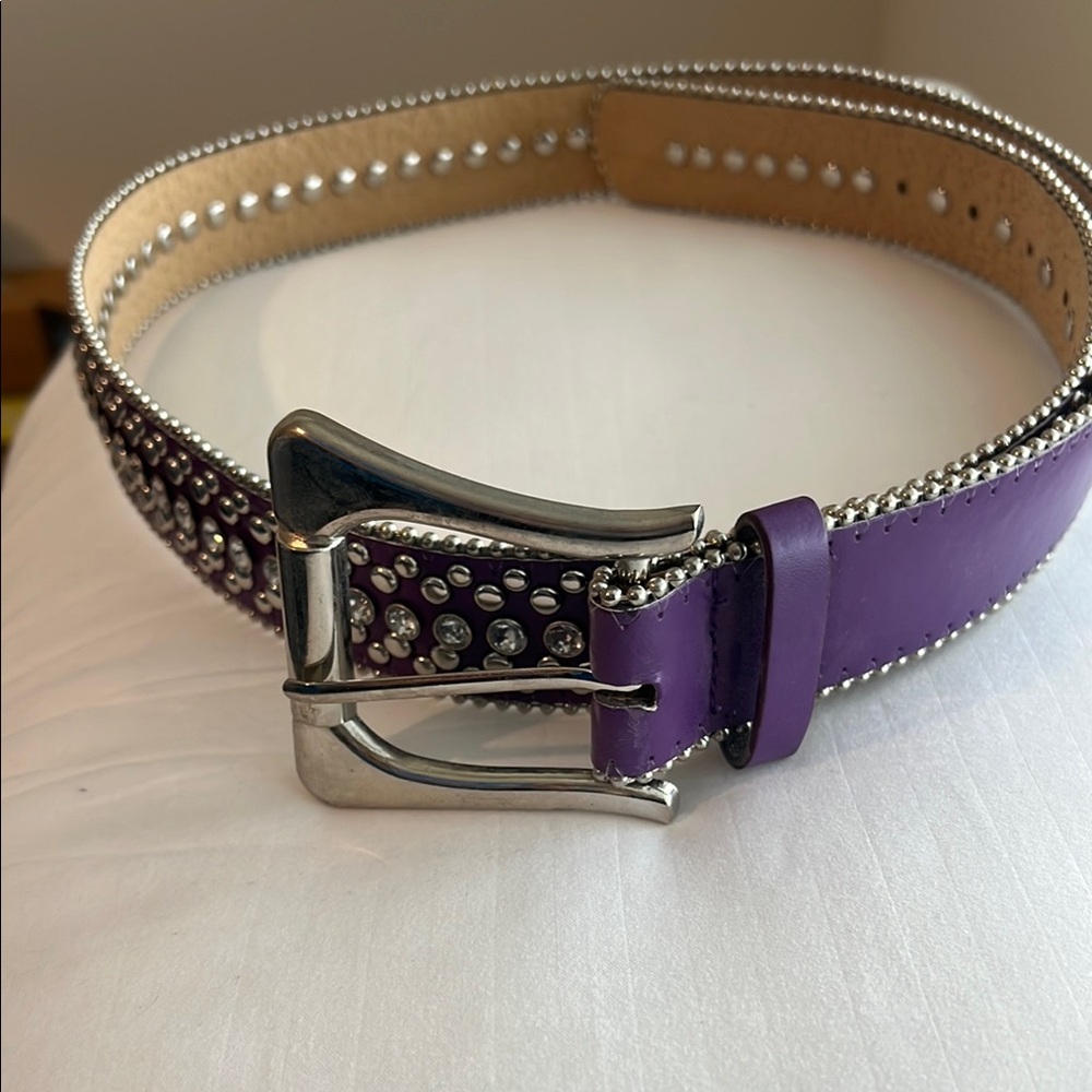 Purple Studded Belt with Silver Buckle